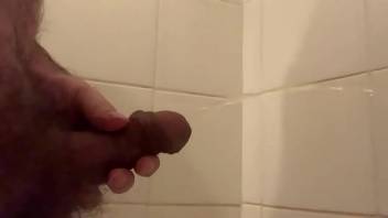 Me (male) pissing all over the shower walls